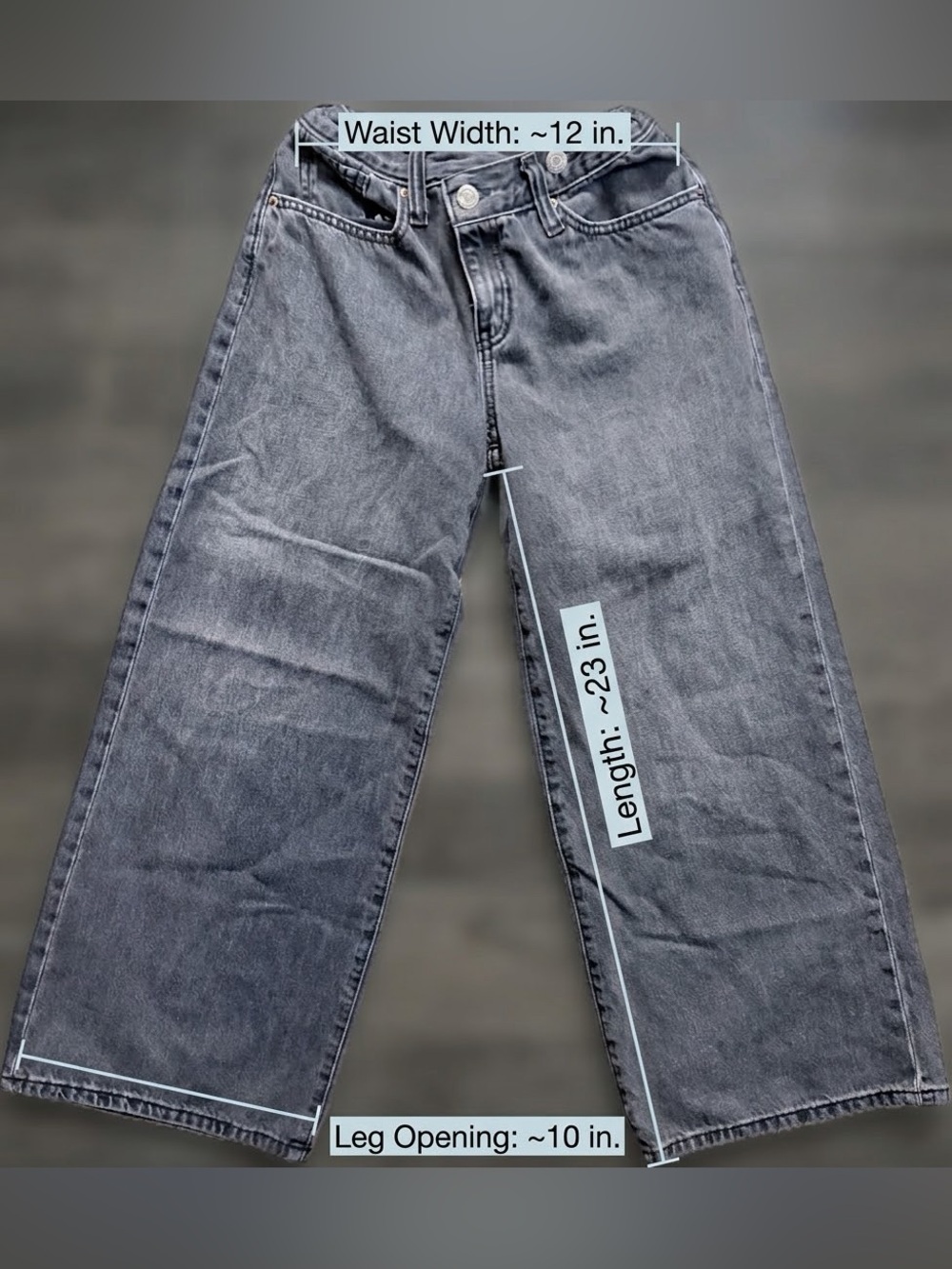 Old Navy Girls Size 12 High Rise Super Baggy Wide Leg Jeans Washed Black Denim
